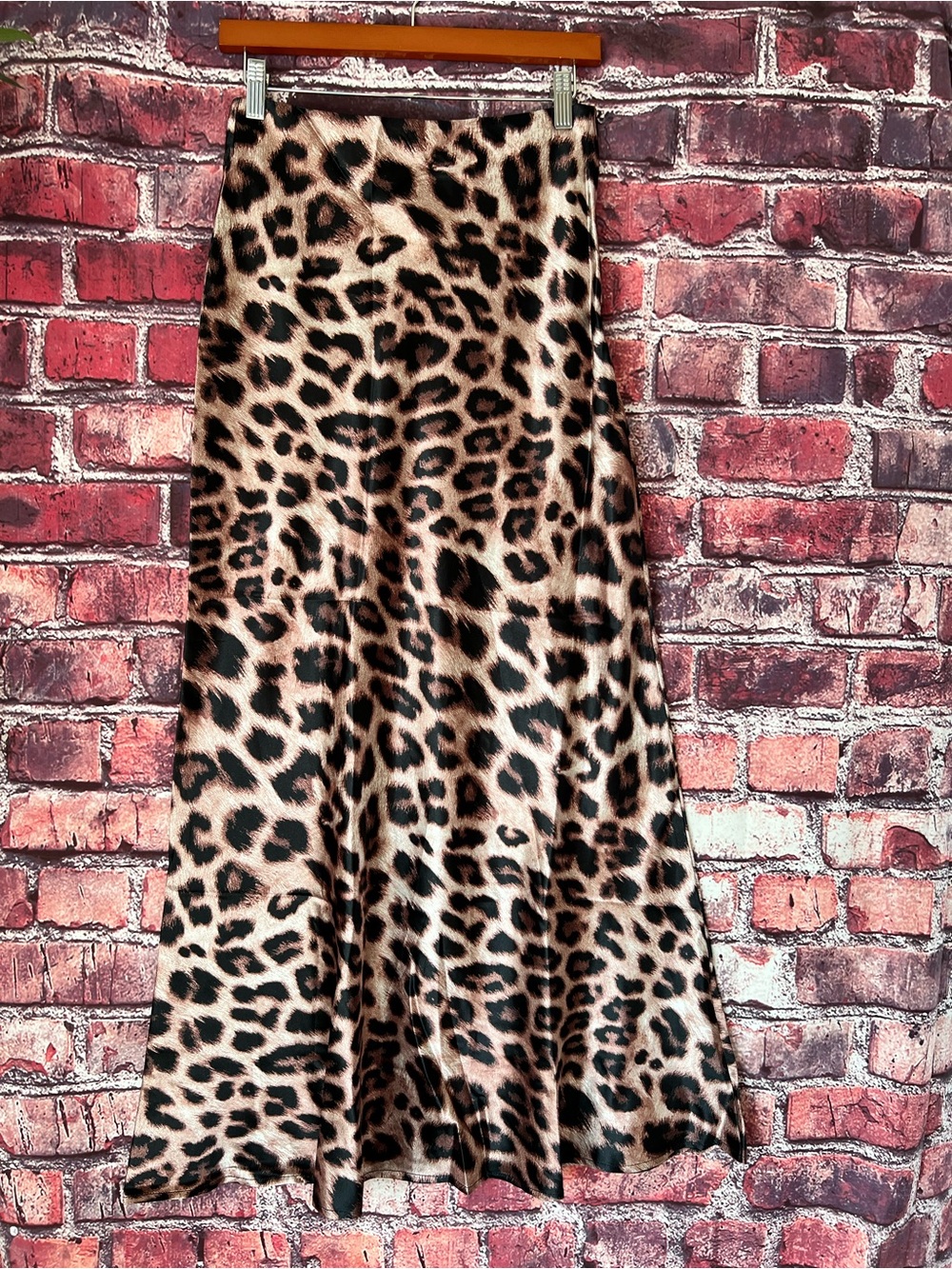 Commense Leopard Print Maxi Skirt in Black and Tan
